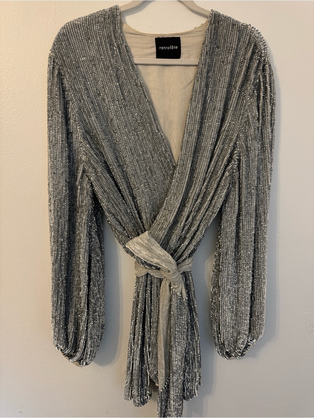 Retrofête Gabrielle Sequin Mini Wrap Dress
